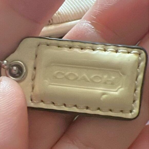 Coach Signature Tan Brown Wristlet Monogram Cream Accent Wristlet - Picture 4 of 11
